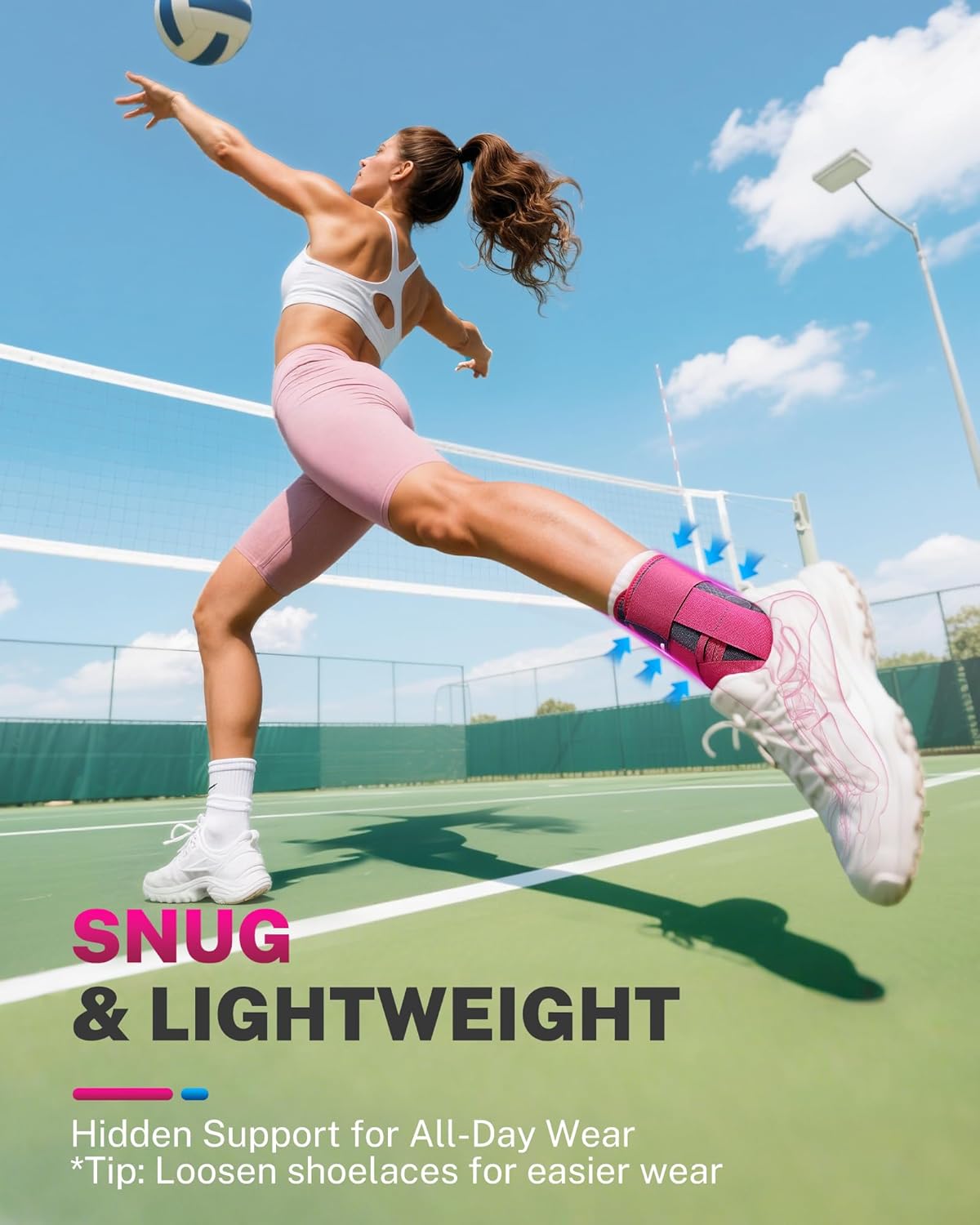 Ankle Brace for Women Men with Quick Lace Up, Adjustable Figure 8 Compression Support for Achilles Tendonitis, Ankle Sprain & Swelling Relief for Volleyball, Running & Daily Wear, L - Image 3