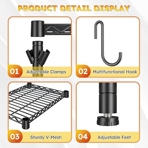 Miniatura 6 de REIBII Mini estante para refrigerador de 3 niveles con almacenamiento para dormitorio, estantes ajustables, estantes de almacenamiento de metal,