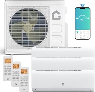 3 Zone 28000 BTU (9K+9K+18K) Mini Split AC/Heating System, 20 SEER2 Dual Zone Ductless Wall Mounted Air Conditioner with Pre-Charged Condenser, Heat Pump,Compatible with Alexa,Low Nosie,208-230V
