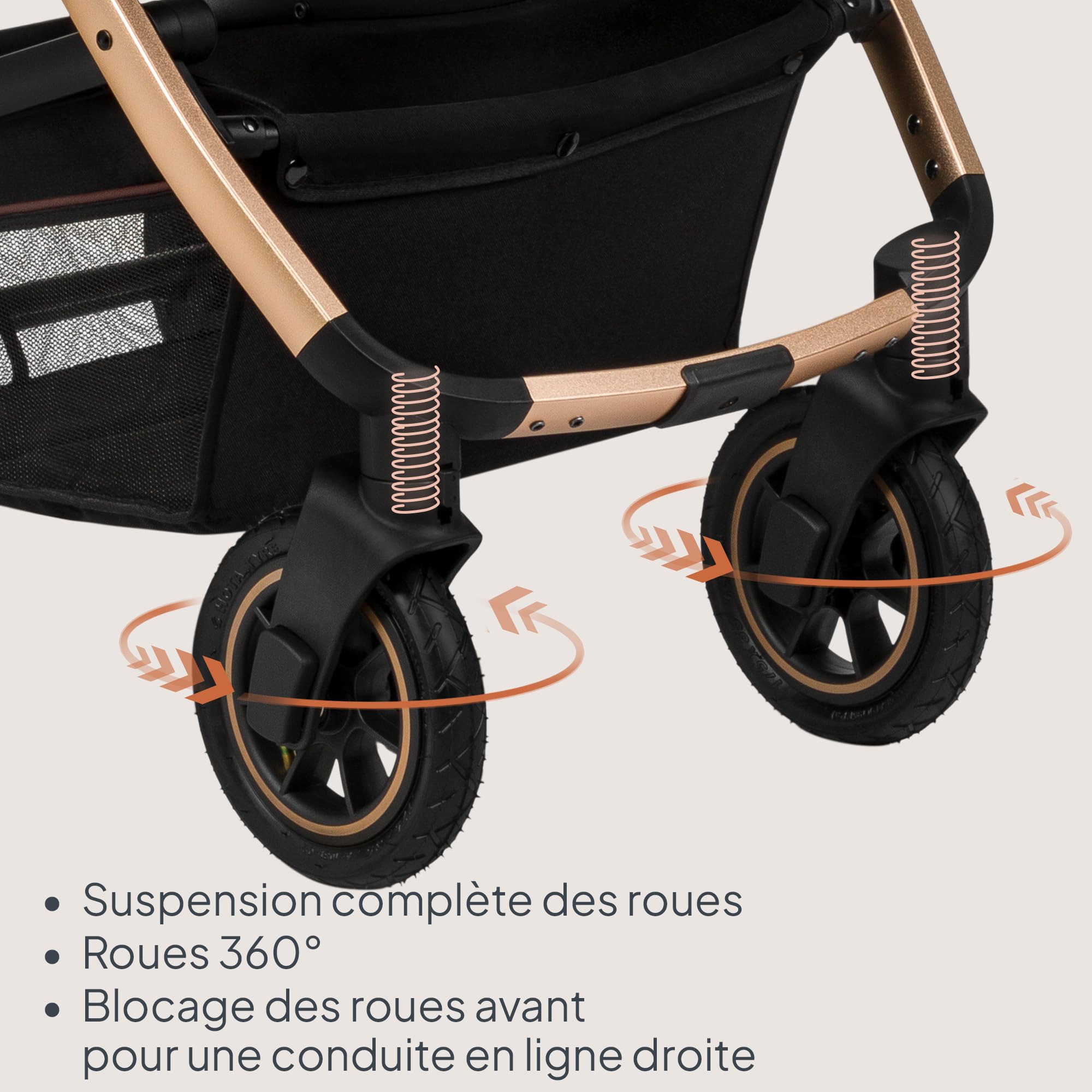 LIONELO Amber 3 in 1 poussette multifonctionnelle avec siège sport, nacelle, sac et accessoires