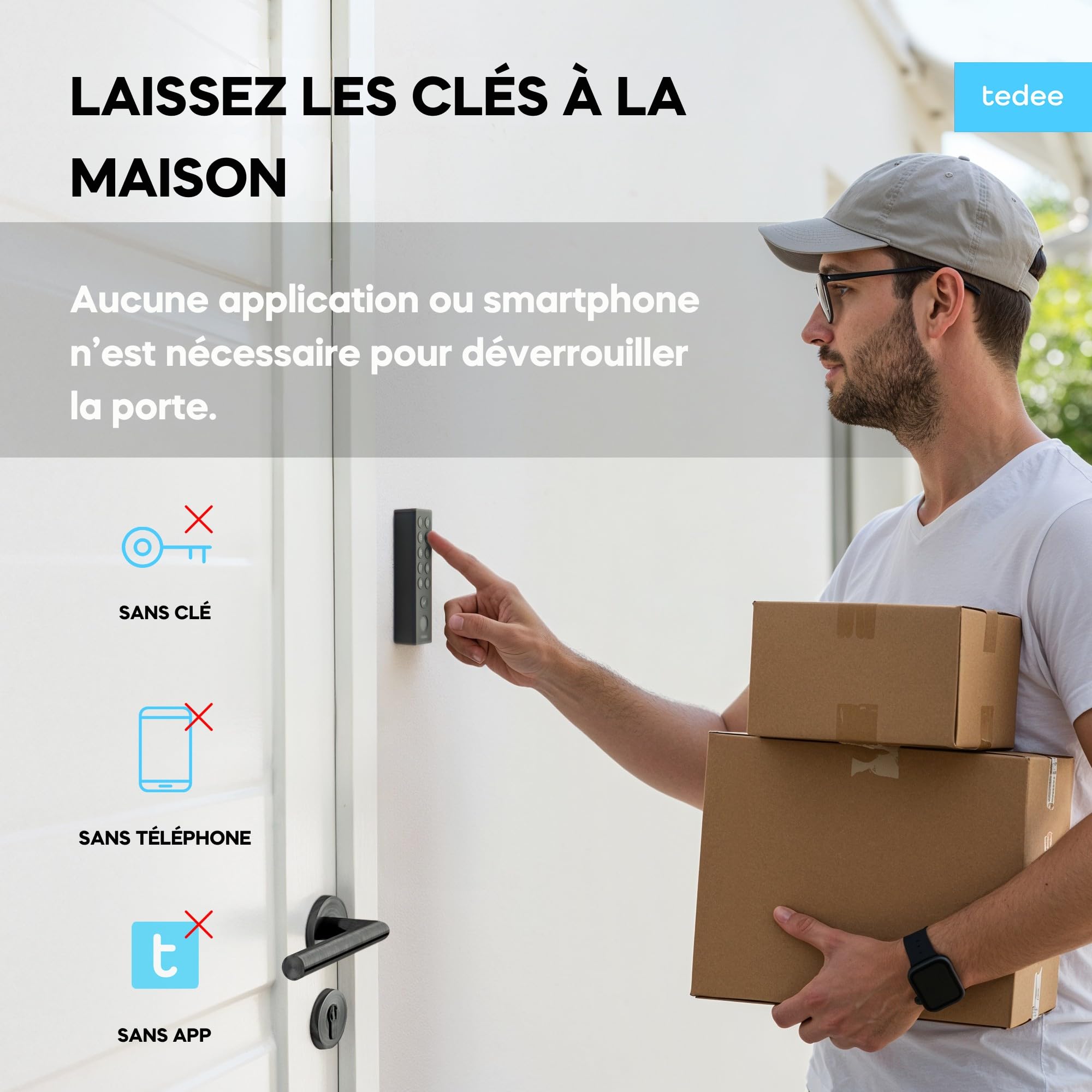 Tedee Keypad PRO – Clavier Biométrique pour Serrure Connectée, Empreinte Digitale, Code PIN, Entrée sans Clé | Compatible Tedee GO, GO2 et PRO | Bluetooth