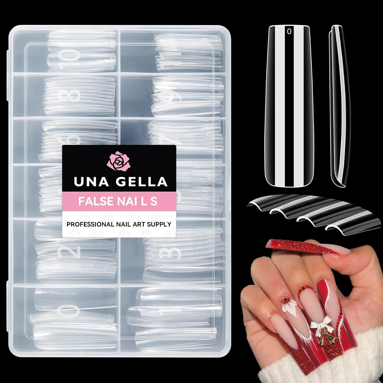 UNA GELLA Nail Tips Square Fake Gel Nails Tips 120 PCS No C Curve XXL Extra Long Full Cover Square Straight Curved Tapered Acrylic Nails for Press on Nail Extensions Salon Home DIY with Box