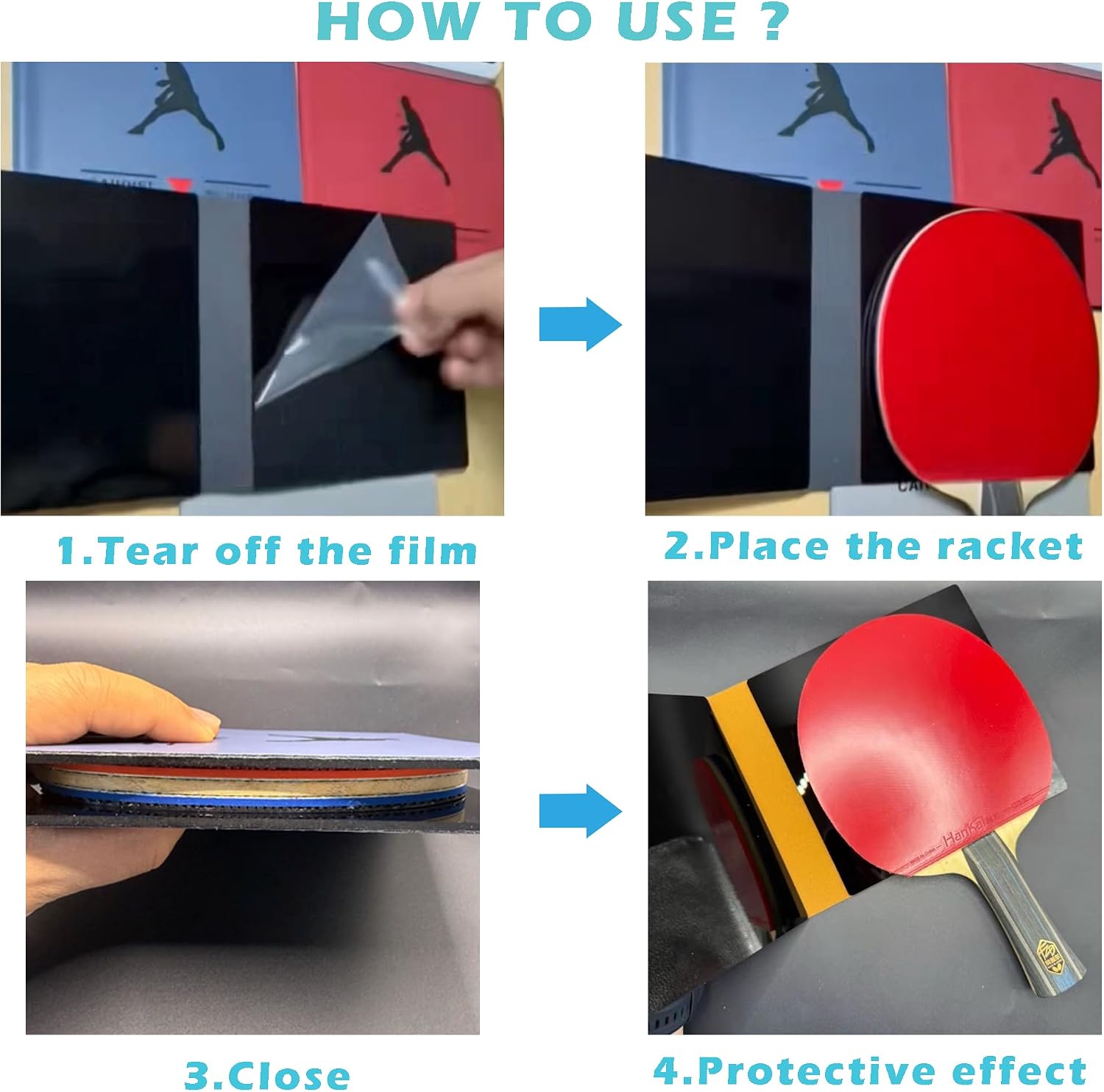 Table Tennis Paddle Protector Clip - Ping Pong Paddle Cover Rubber Protection Case, Hard Acrylic Mirror Anti-Dirt Anti-Oxidation Replaces Protective Film, 16cm for Standard Rackets