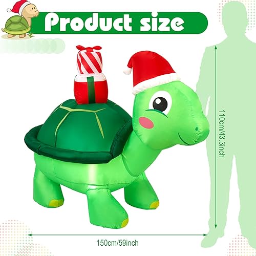 Vista 2 de Shappy Decoración inflable de Navidad de 4.9 pies con sombrero de Papá Noel, decoración inflable de Navidad con luz LED, decoración navideña