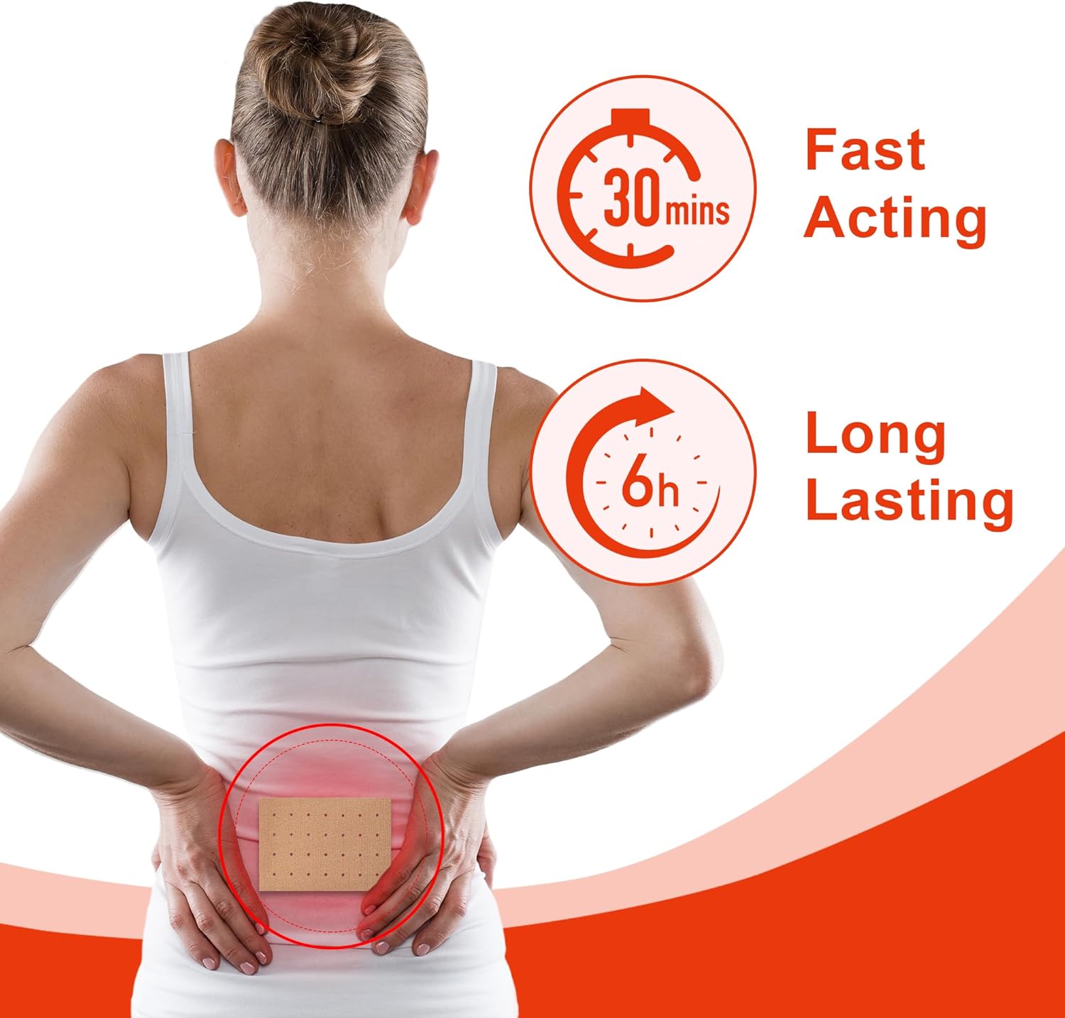 KONGDY 60 PCS Tiger Patches, Large Heat Patches, Chinese Red Tiger Hot Capsicum Patch, Relieving Back, Knee, Neck and Shoulder, Joint & Muscle, 4.7x7.1 inch