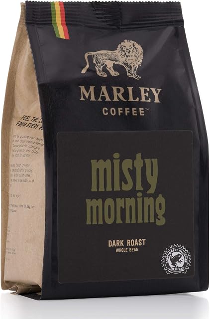 Misty Morning Dark Roast, Coffee Beans, Marley Coffee, from The Family of Bob Marley, Rainforest Alliance Certified, 227g