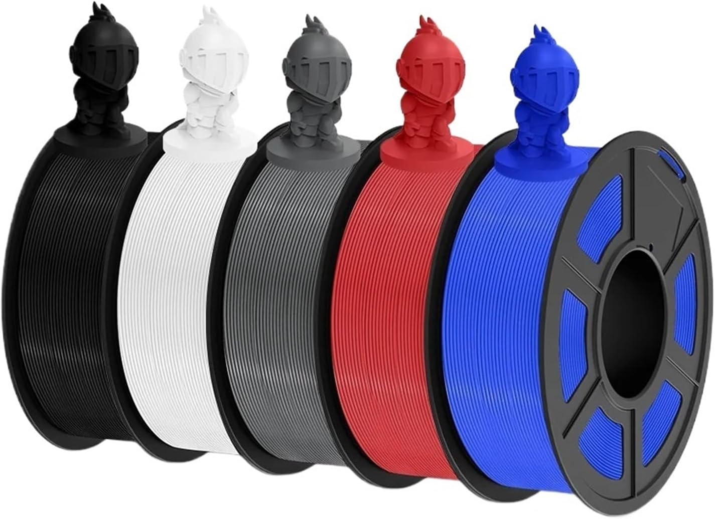 Compatible for 3D Printer Filament 1.75mm, PLA PETG Silk Wood Marble, 5-Pack Variety Bundle, 1.1KG & 0.5KG Spools(PLA Plus WT 5Roll)