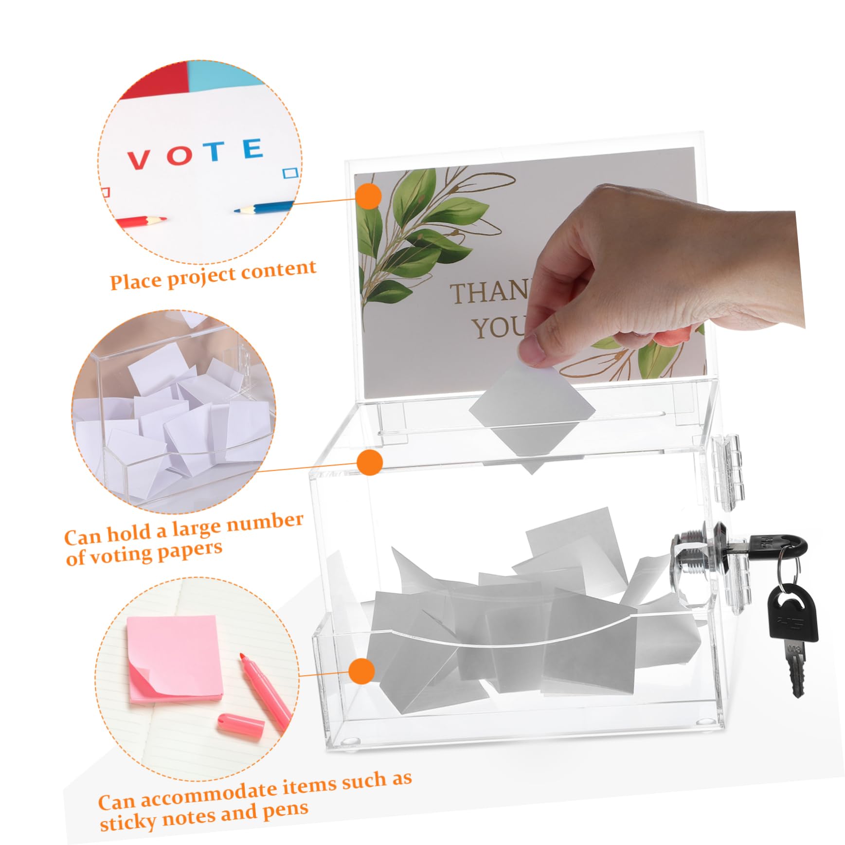 Abschließbare Transparente Acryl-wahlurne mit Großem Einwurfschlitz für Vorschläge Spenden und Fundraising Robuste Klare Box für Sichere Sammlung und Einfache Inhaltssicht