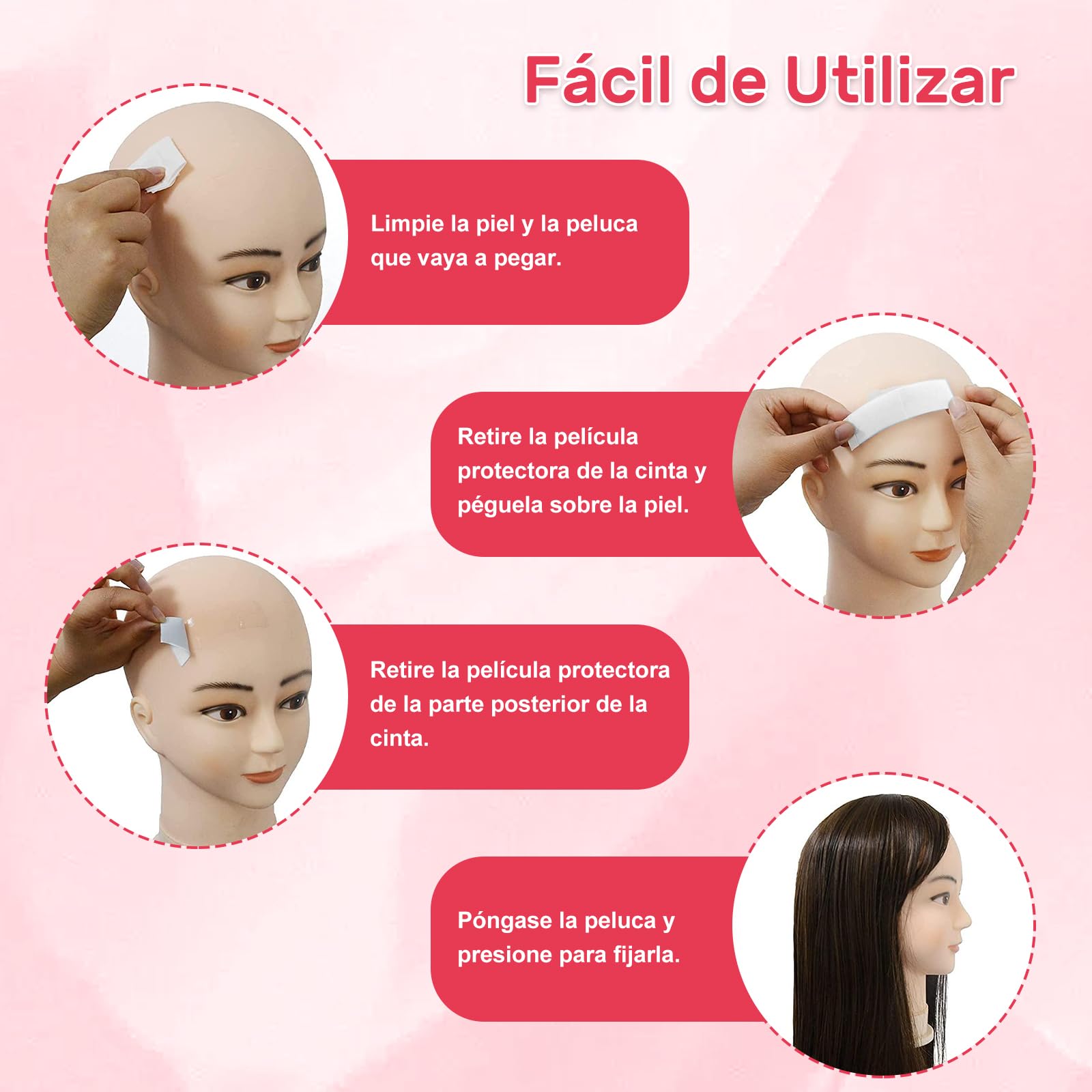 ZOCONE 45uds Cinta Adhesiva Peluca Invisible Cinta de Peluca Delantera de Encaje, Impermeable Invisible Peluca Cinta Adhesiva de Doble Cara para Pelucas para Sujetar y Fijar Pelucas