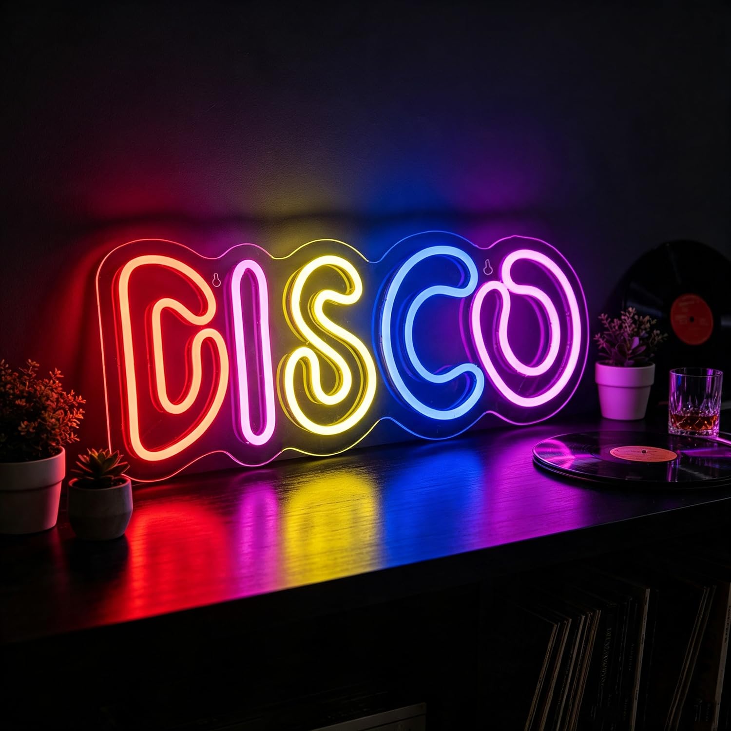 Disco Neon Sign LED Neon Letter Sign Light Up for Wall Decor, Dimmable USB Powered Neon Light for Disco, Bedroom, Bar, Club, Man Cave, Party, Gift for Discos Lovers16.53”x6.29”