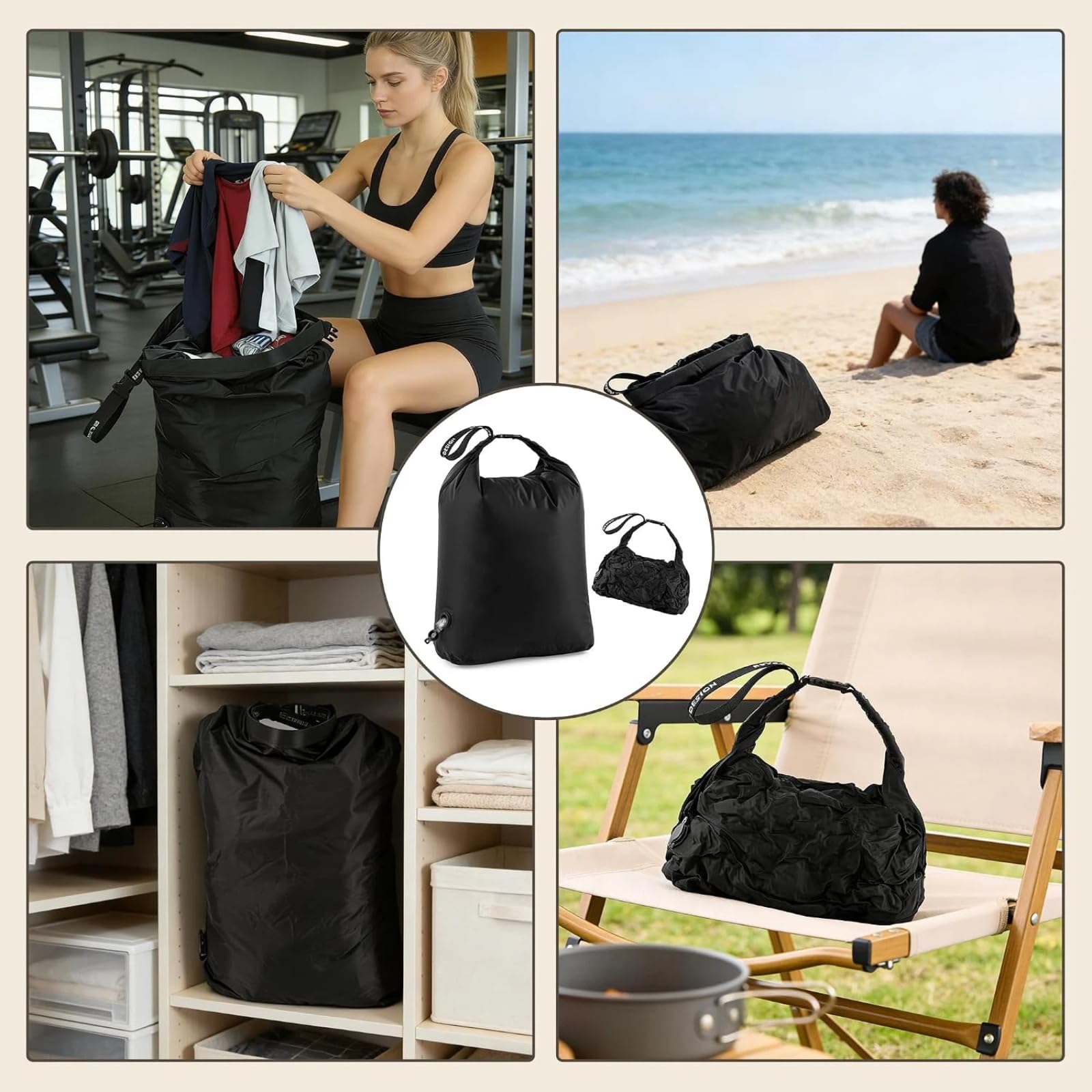 Tragbare Vakuum‑Kompressions‑Wäschesack Für Reisen Zuhause | Einweg‑Ablassventil, Roll‑Verschluss Luftdicht, Nass‑Trennung, Platzsparend Für Reisen Fitnessstudio Outdoor