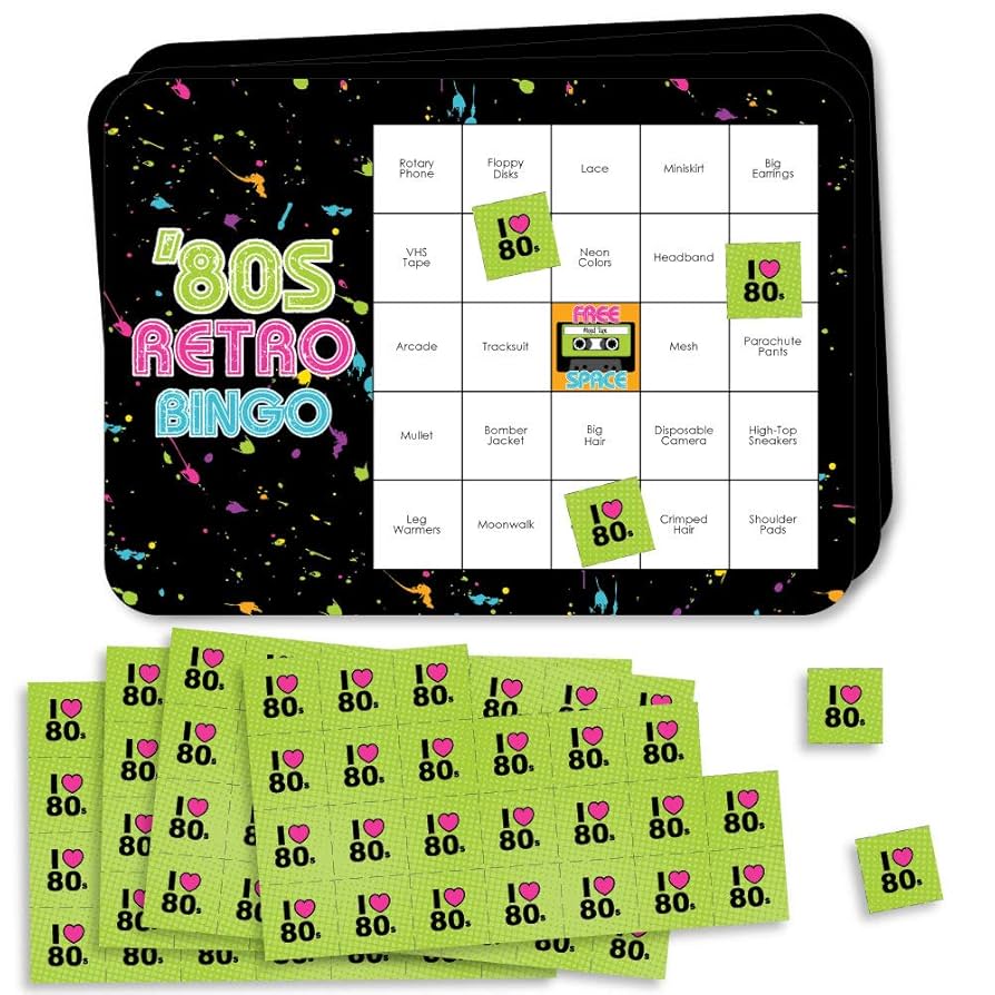 Amazon.com: Big Dot of Happiness 80's Retro - Bar Bingo