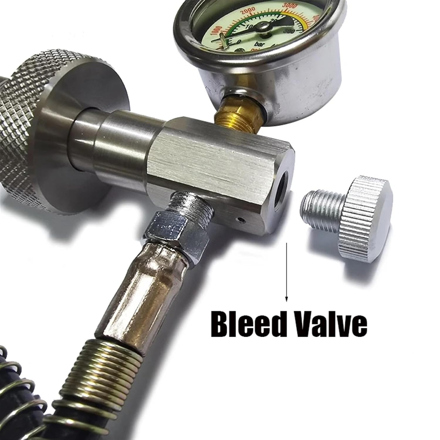 Big Gas Tank to Small Cylinder Stainless Steel DIN G5/8 High Pressure Air Fill Station Refill Connector(24inch Hose BSP QD)