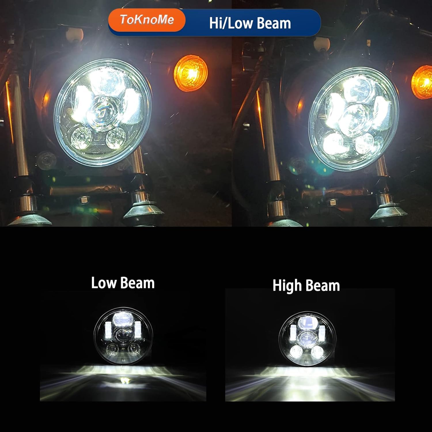5.75 Pulgadas Faro LED Redondas para Motocicleta 6000-6500K 45W, Faros para Harley, Softair, Dyna, Sportster y Todos los Demás Modelos, Negros