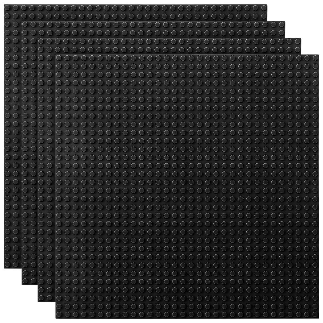 Etarnfly 4 Pack Classic Base Plates,25.5 x 25.5 cm Building Board Baseplates 100% Compatible with All Major Brands,Black