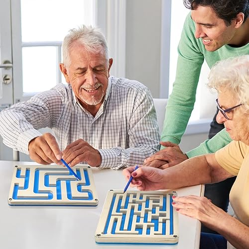Miniatura 6 de Sintuff Juego de 2 piezas de circuito de laberinto de madera, actividades de demencia para personas mayores, productos de Alzheimer, juguetes de