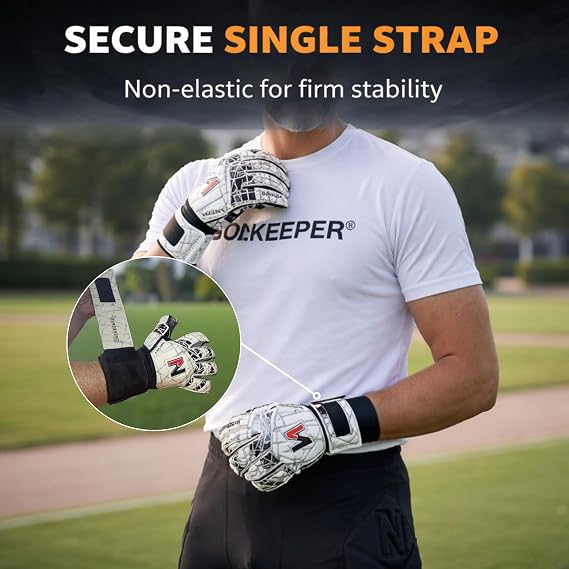 ONEKEEPER Vector Evolution Goalkeeper Gloves with Fingersaves, White