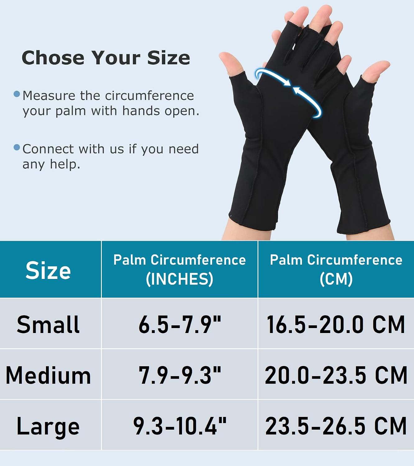 NURCOM Compression Gloves, Fingerless, Black S