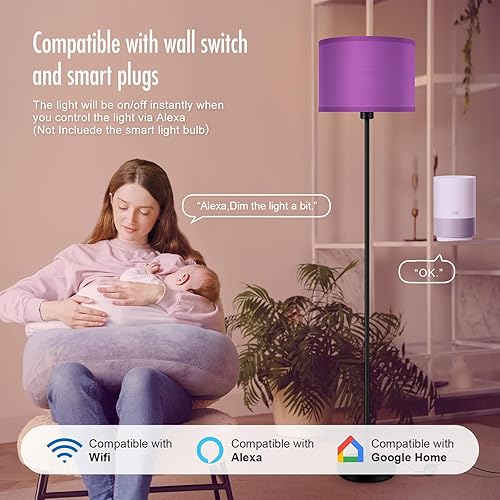 Miniatura 68 de Lámparas de pie doradas para sala de estar, lámpara de pie moderna, pantallas blancas, interruptor de pie, lámparas de poste simple lámpara alta