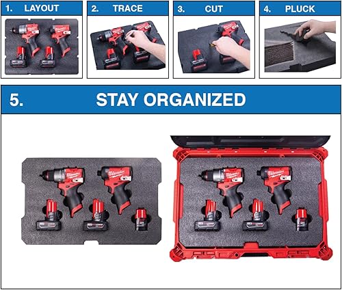 Miniatura 9 de Insertos de espuma Econo - Se adapta a Milwaukee Packout  48-22-8425 (kit de espuma de 4 piezas)