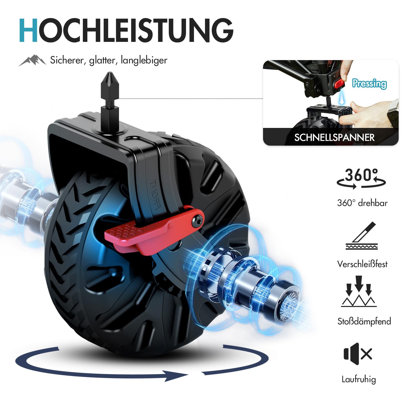 PORTAL Bollerwagen faltbar XXXL 300L größe Reifen 17x10cm mit Bremse Getränkehalter Seitentasche Faltwagen klappbarer Transportwagen für Alle Gelände Camping Strand Einkaufen