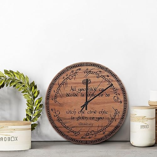 Miniatura 2 de ArogGeld Lord of The Wall - Anillos de reloj de pared Hobbit Tree Life, relojes redondos decorativos de 15 pulgadas, funciona con pilas, grande,