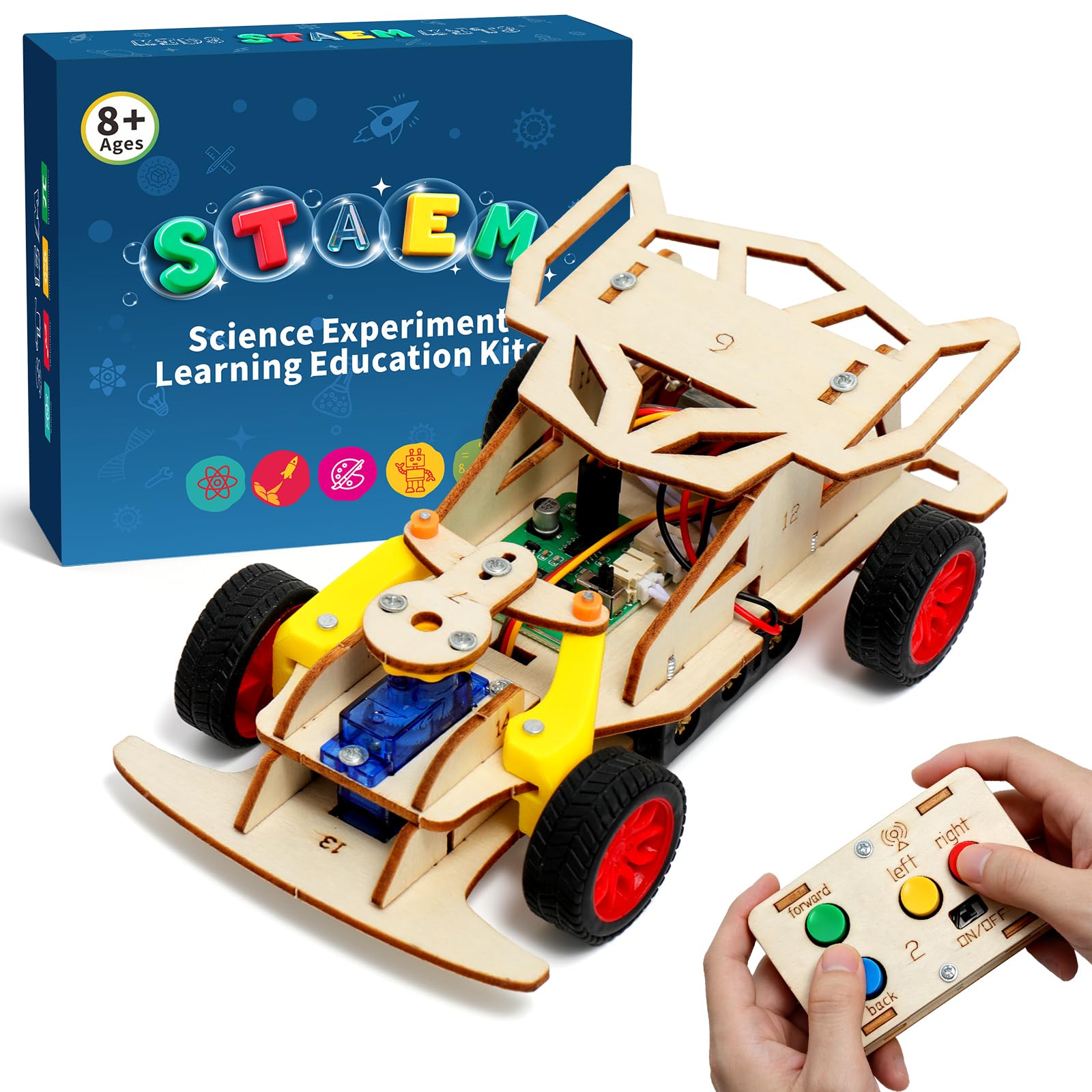 DIY Remote Control Car STEM Toys for Kids, Wooden Science Kit for Kids 8-14