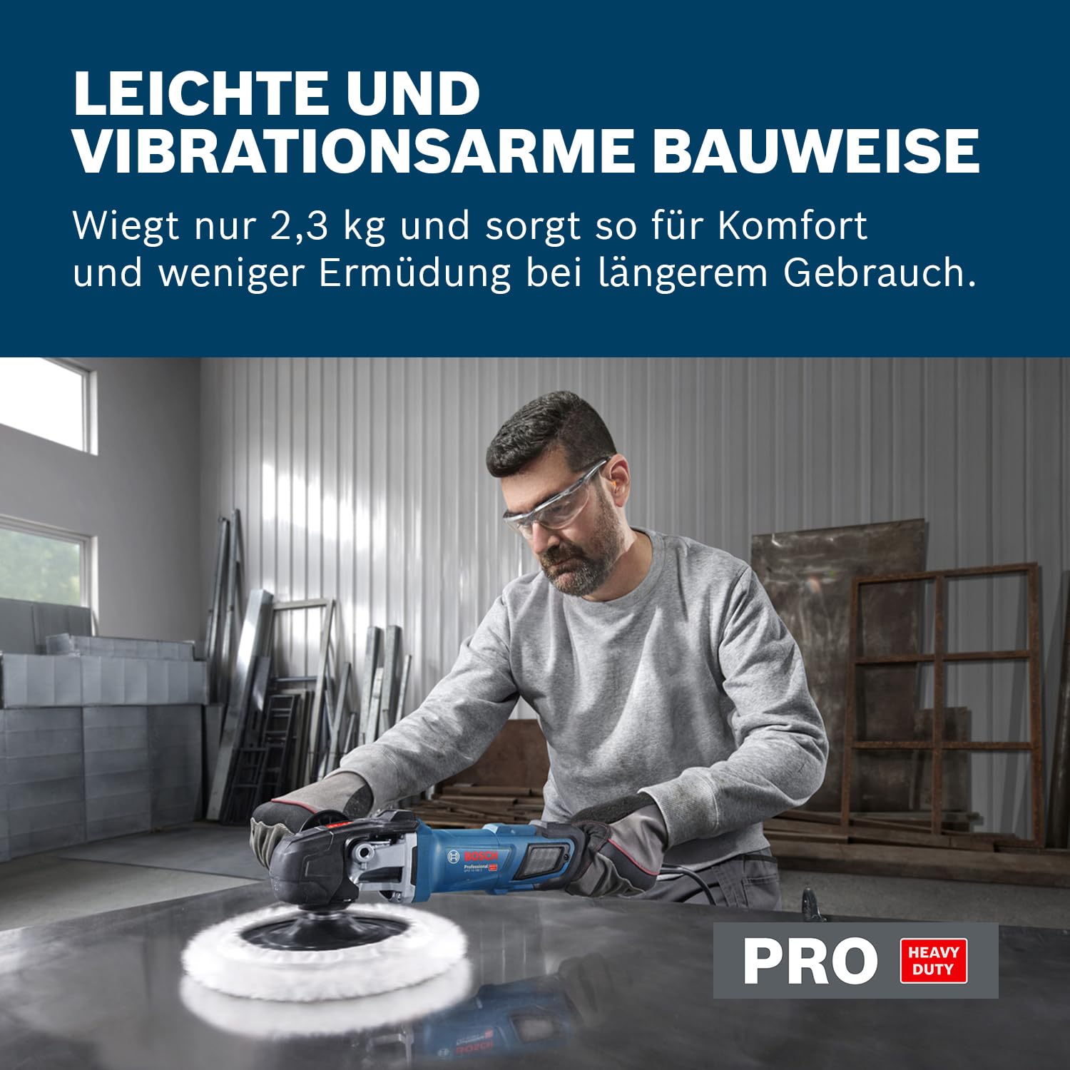 Bosch Professional kabelgebundener Polierer GPO 14-180 S (1400 W, 6 Geschwindigkeitsmodi, inkl. Zusatzhandgriff, D-Griff)