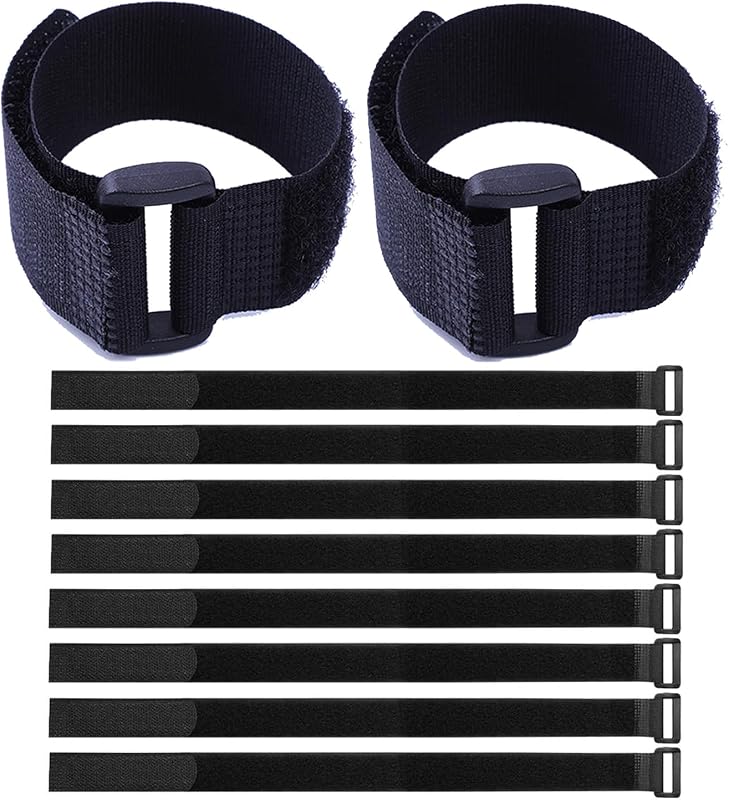 10Pack 1x31” Reusable Nylon Cable Straps with Buckle for Cords Organizer | HUAPX Self-Adhesive Fastening Hook and Loop Cable Straps,Adjustable and Reusable Cinch Straps, Heavy Duty Cords Storage tidy