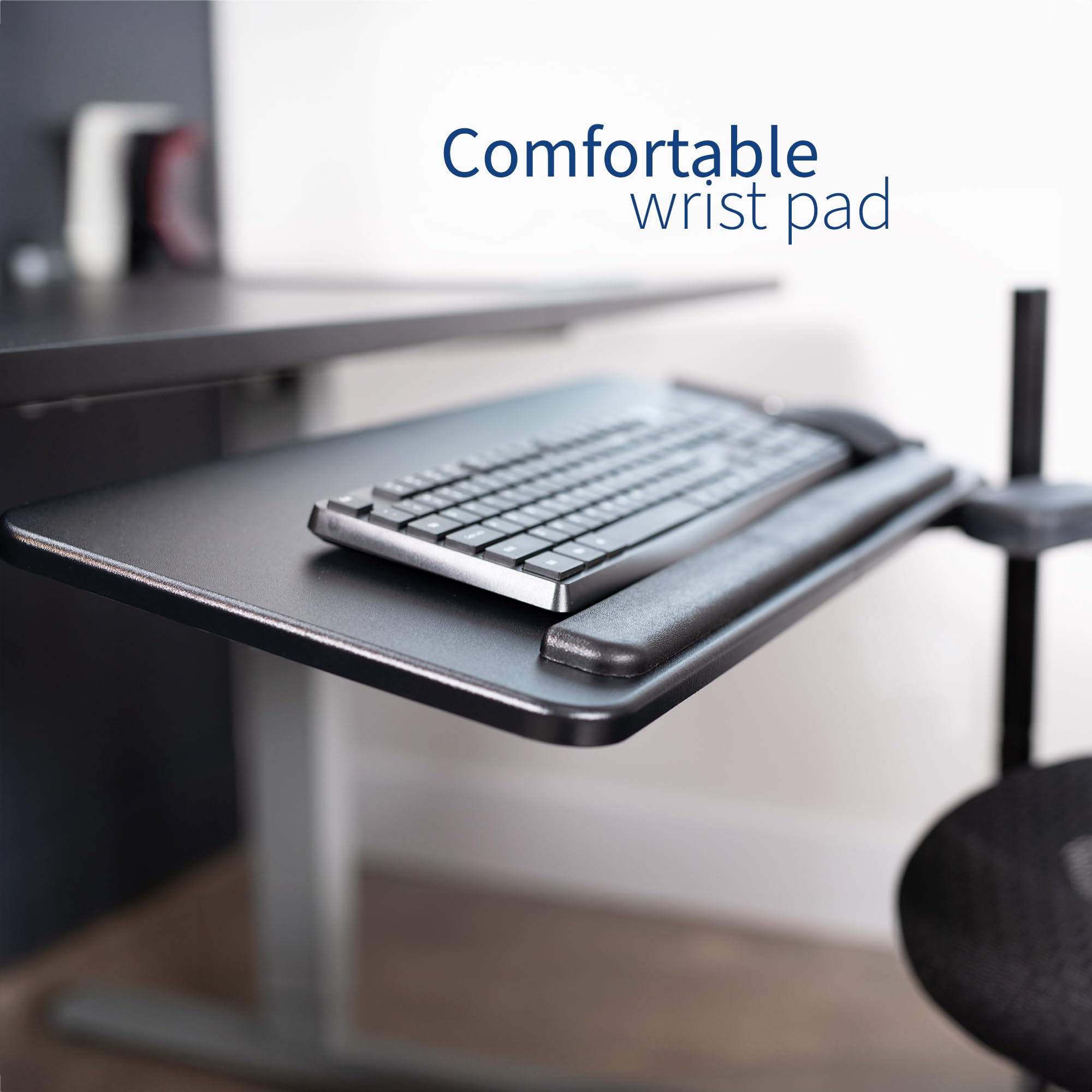 VIVO MOUNT-KB08C - Sedia da ufficio con supporto per tastiera e mouse, 66 x 30 cm, inclinabile ergonomicamente, rotazione a 360 gradi, colore: nero