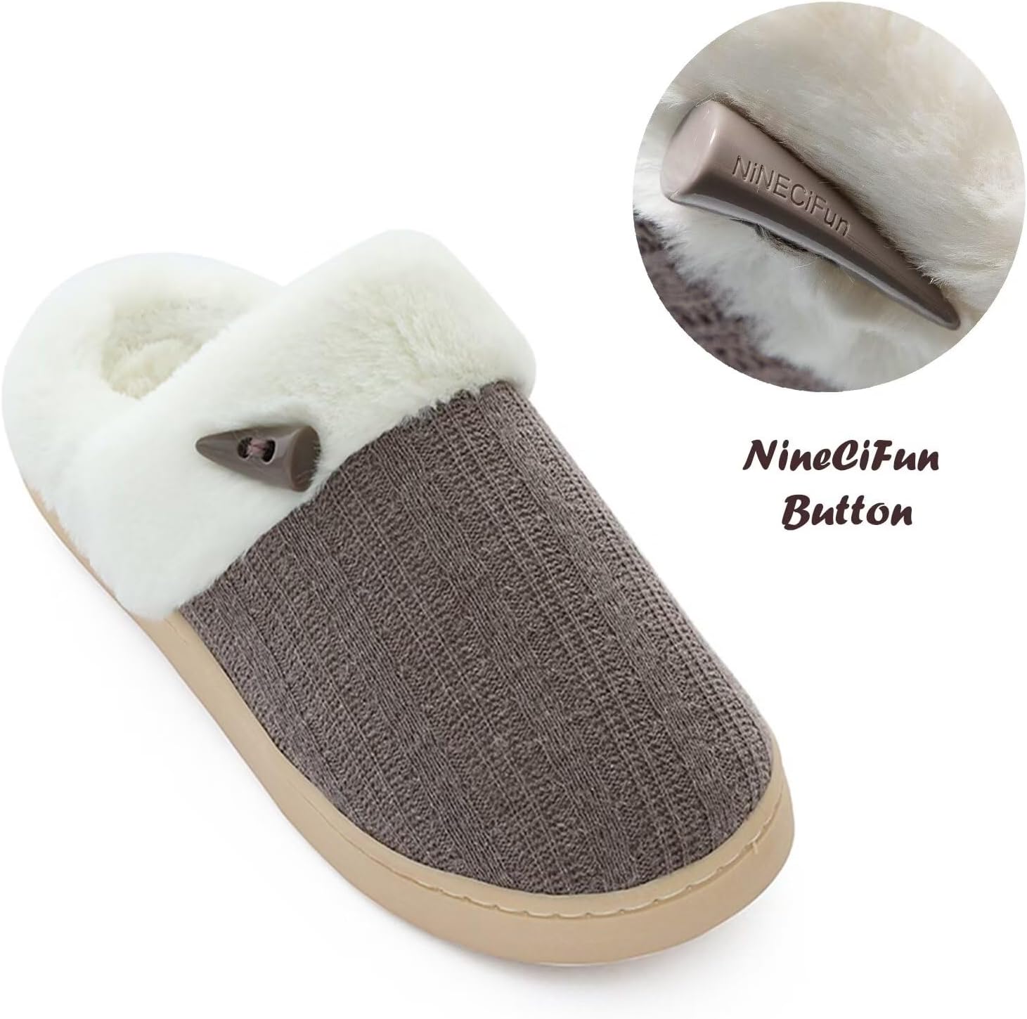 NineCiFun Women's Slip on Fuzzy Slippers Memory Foam House Slippers Outdoor Indoor Warm Plush Bedroom Shoes Scuff with Faux Fur Lining - Image 6