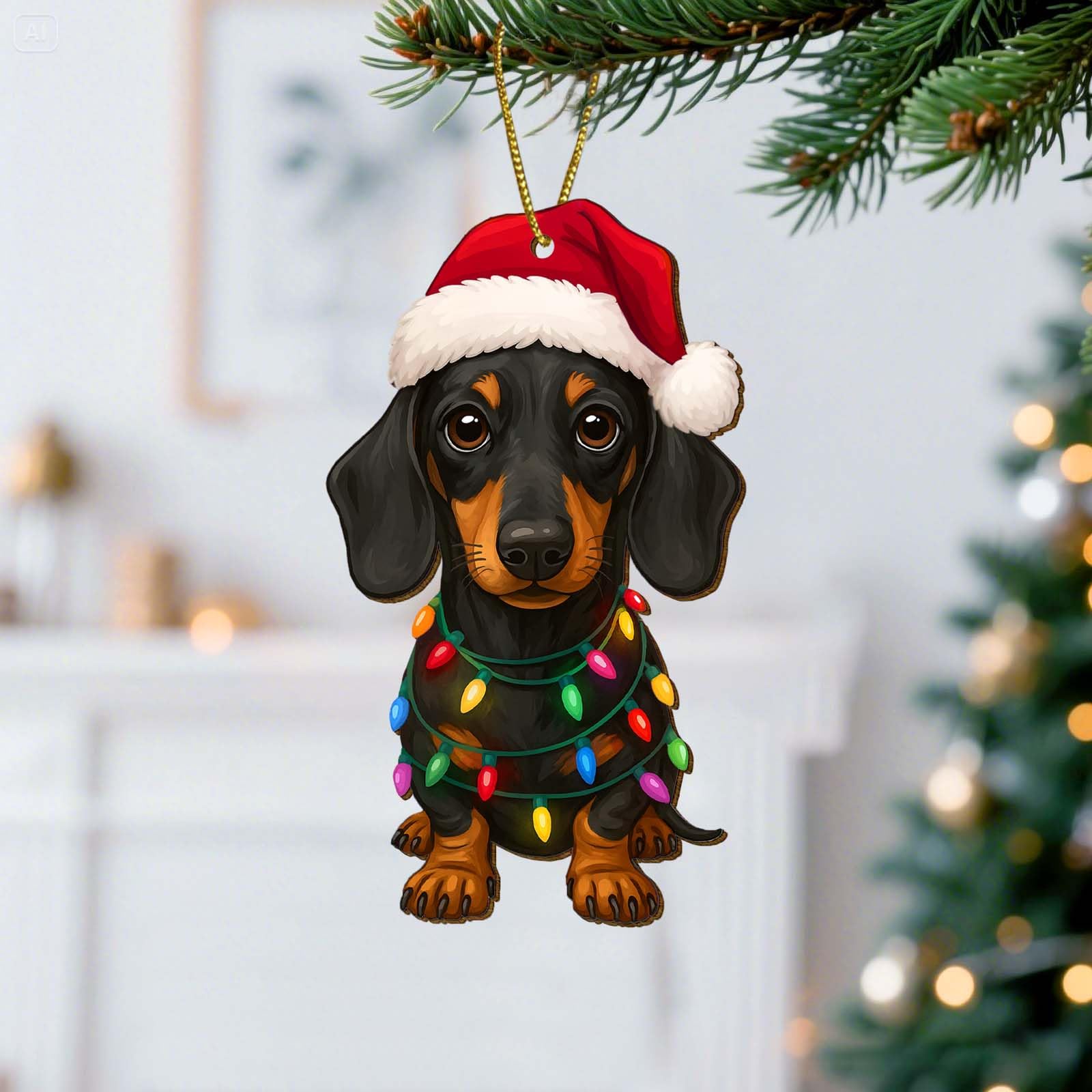 Cute Animal Christmas Ornaments - Wooden Hanging Decorations -2 Cute Animal Christmas Ornaments - Wooden Hanging Decorations -2
