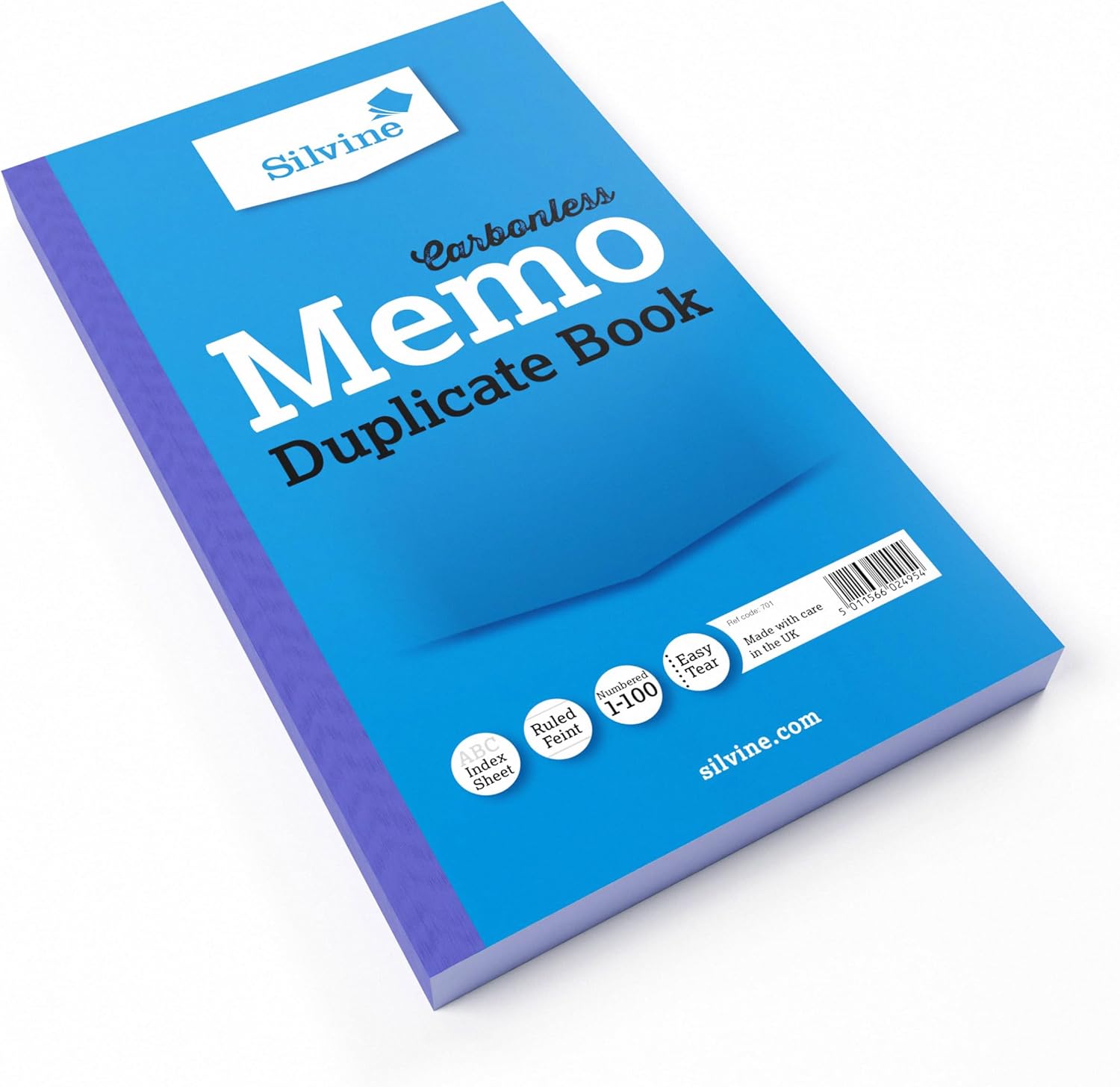 Silvine Carbonless Duplicate Memo Book - Numbered 1-100 with Index Sheet (210 x 127mm)