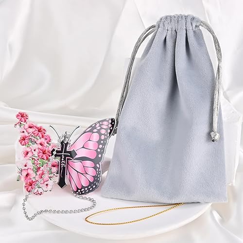 Miniatura 7 de Dijes para coche, diseño de mariposa rosada, cruz de Jesús, accesorios para colgar en el espejo del automóvil, accesorios para colgar en el coche,