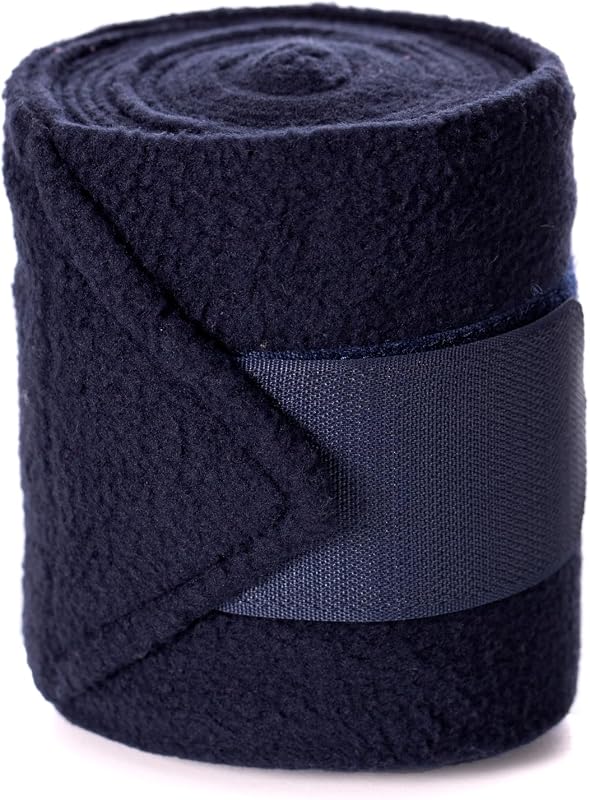 Bandagens para Pernas de Cavalos Equinavia Luna em Fleece com Fechamento Ajustável e Bolsa, 4 Unidades de 2,74 m - Navy