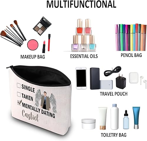 Miniatura 4 de G2TUP Regalo inspirado en Castiel para citas mentales, bolsa de maquillaje de Castiel, bolsa de cosméticos para fanáticos de Castiel, mercancía del