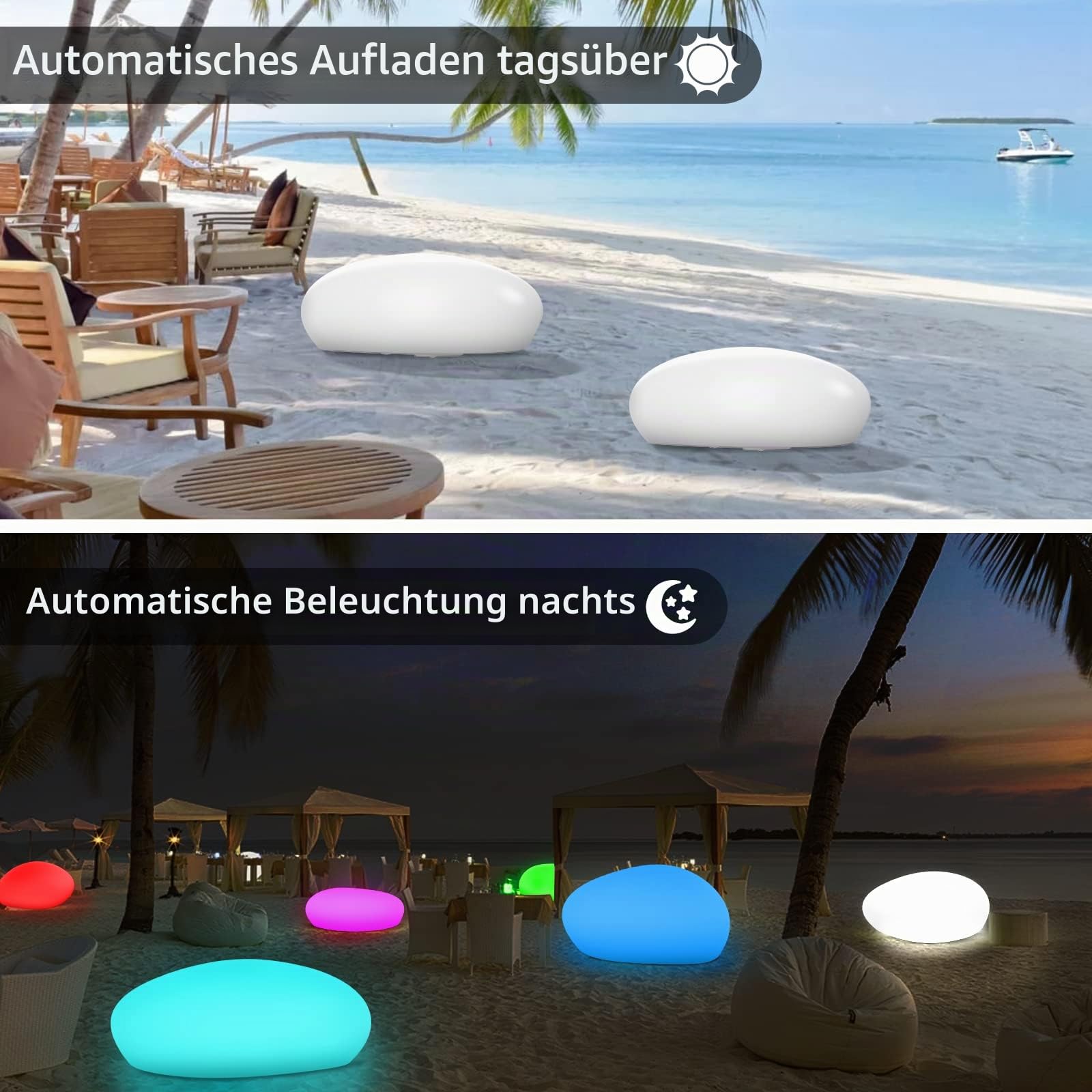 Jonwall Solarlampen für Außen Garten, Solarleuchten für Außen RGBW, Solar Gartenbeleuchtung mit Farbwechsel, IP67 LED Solarlampen mit 1800mAh Akku für Garten, Balkon und Terrasse, 40 x 30 x 16 cm