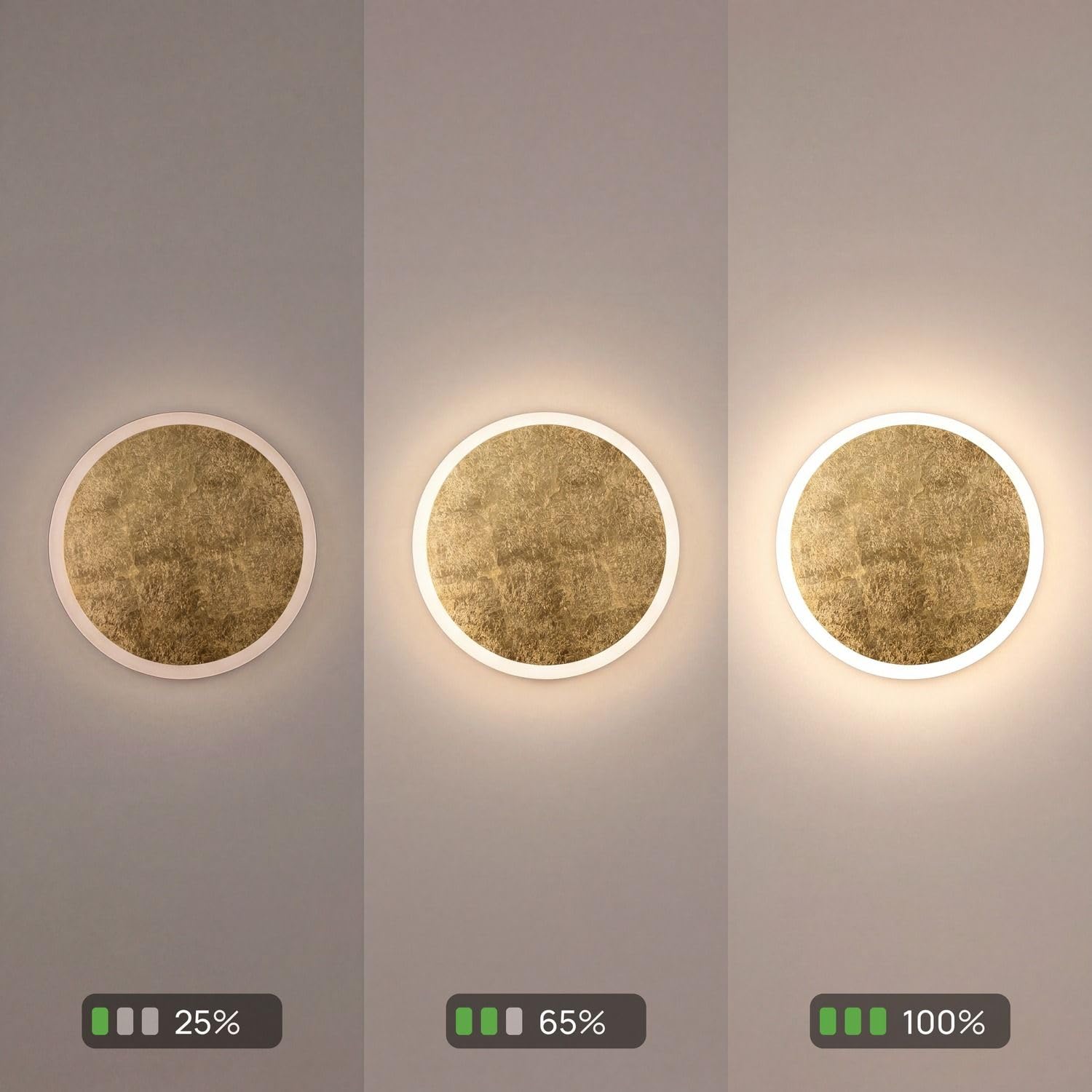 Licht-Erlebnisse LED Deckenleuchte Gold Schwarz dimmbar 3 Stufen Aluminium Wohnzimmer Schlafzimmer neutralweiß 3500 K 2410 lm Ø50 cm blendarm Wand Deckenlampe Modern