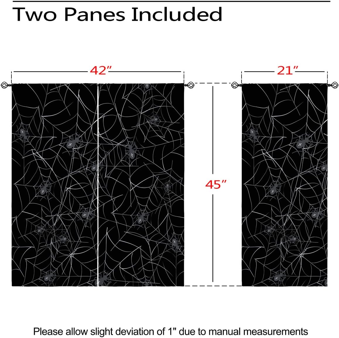 Scary Spider Web Blackout Curtains for Girls Boy Home Decor, Halloween Gothic Grommet Thermal Insulated Drapes Darkening Window Curtain for Bedroom Living Room, 42 x 45 Inch