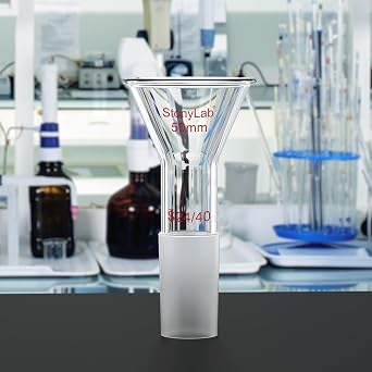 stonylab Glass Short Stem Powder Funnel with 50 mm Top Outer Dimension and 24/40 Inner Joint, for Chemical Laboratory Use Only