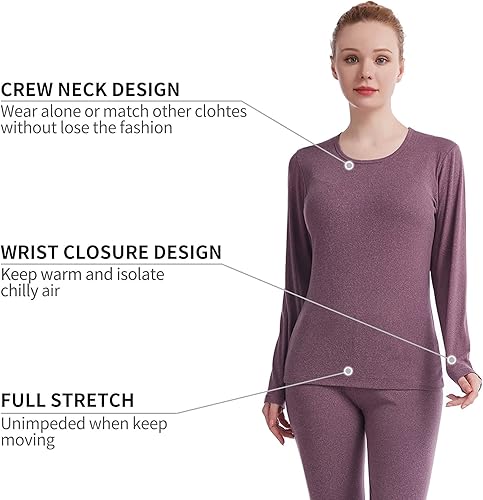 Miniatura 2 de Ropa interior térmica para mujer Long Johns conjuntos de ropa interior térmica para mujer, capa base ultra suave, regalos con caja