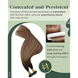 Ugeat Flat Tip Hair Extensions Dark Brown Mix Medium Brown K Tip Human Hair Extensions Blonde Balayage By Hot Fusion Ktips Low Damage Short Length 14 Inch 50S 50G