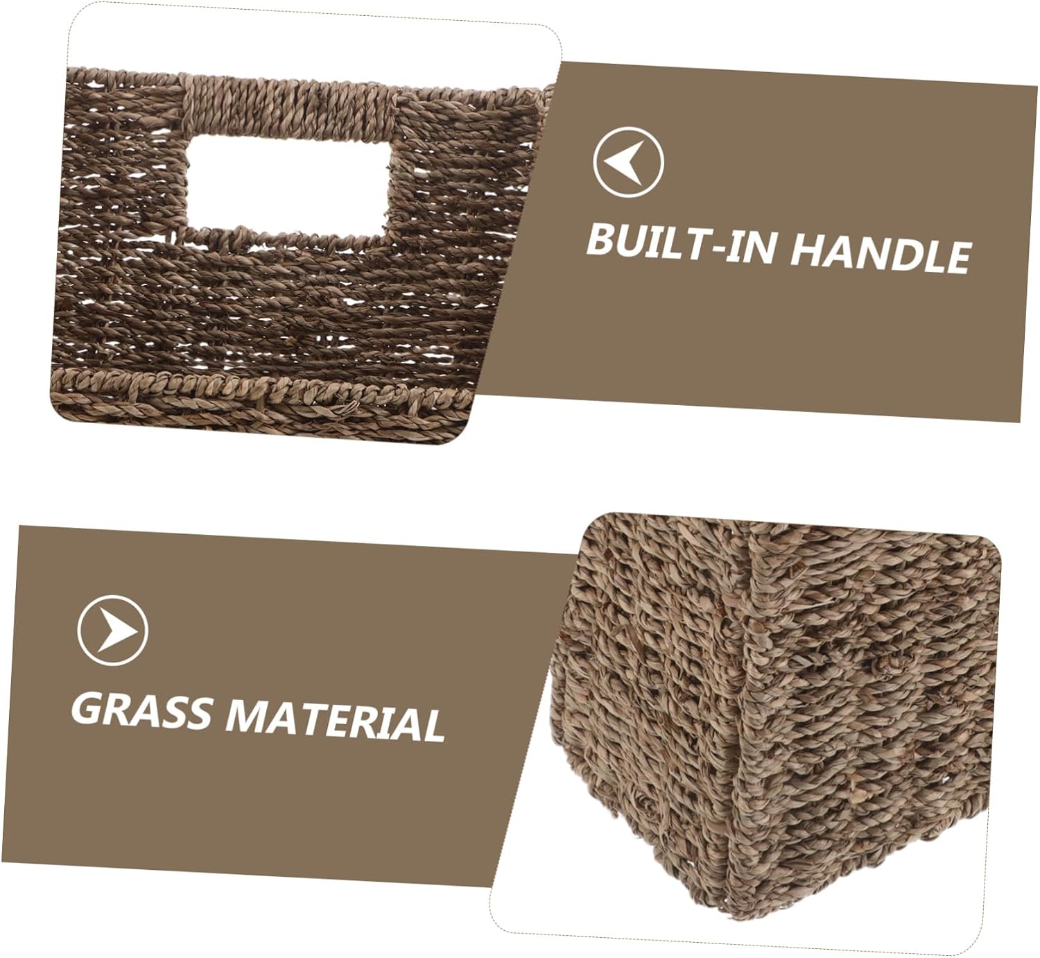 Luxshiny Handwoven Hanging Magazine Basket with Built-in Handle, Grass Material Wall-mounted File and Mail Organizer, Slanted Opening Design for Office Desks and Dorms, Rustic Farmhouse
