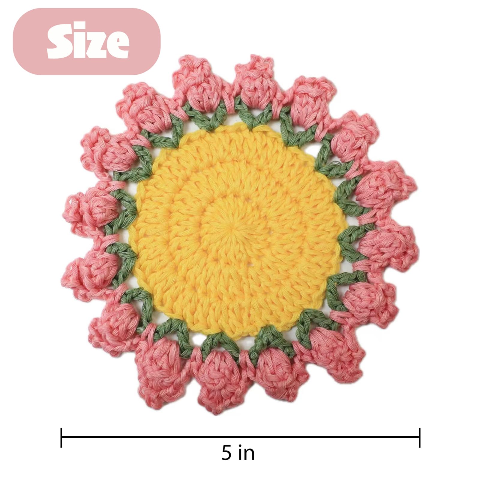 Amazon｜かわいいコースター4個セット、面白いピンクフラワー