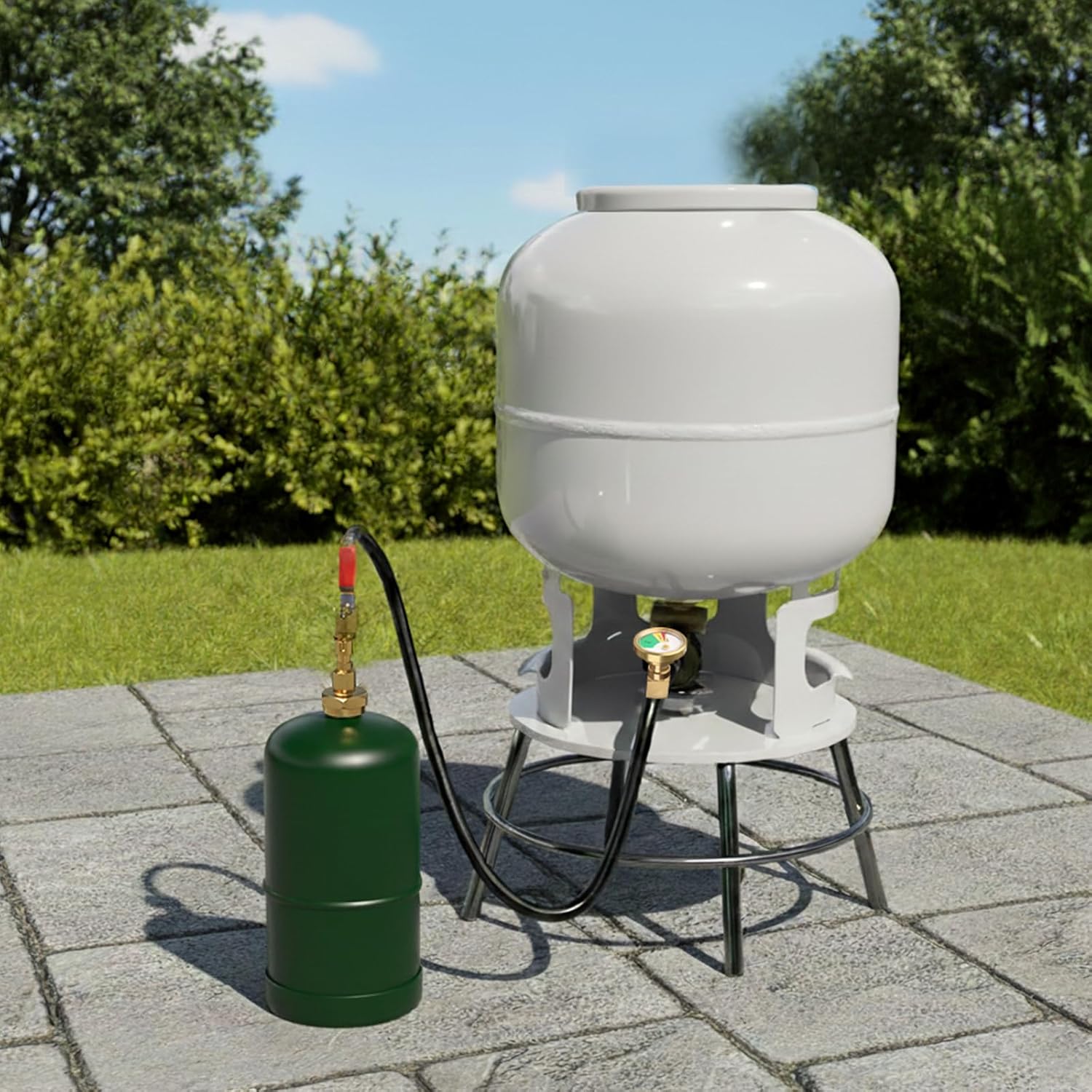 Boltigen Propane Refill Adapter for 1 lb. Tanks, 36'' Propane Filler Adapter 1 Pound, QCC1 Small Bottle Filler Convertor Connector with Gauge & Valve, for 1lb Bottle Filling from Large Tank