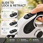 Retractable Dog Leash with Poop Bag Holder 5m, Lead for Dogs up to 50kg Heavy Duty Nylon Tape Dog, One-Hand Brake Pause Lock, Anti-Slip Handle, Durable ABS Case, Black White