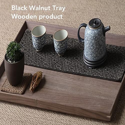 Miniatura 8 de Bandeja de madera de nogal negro, bandejas rectangulares de madera para servir, bandeja grande de madera oscura, bandeja decorativa rectangular,
