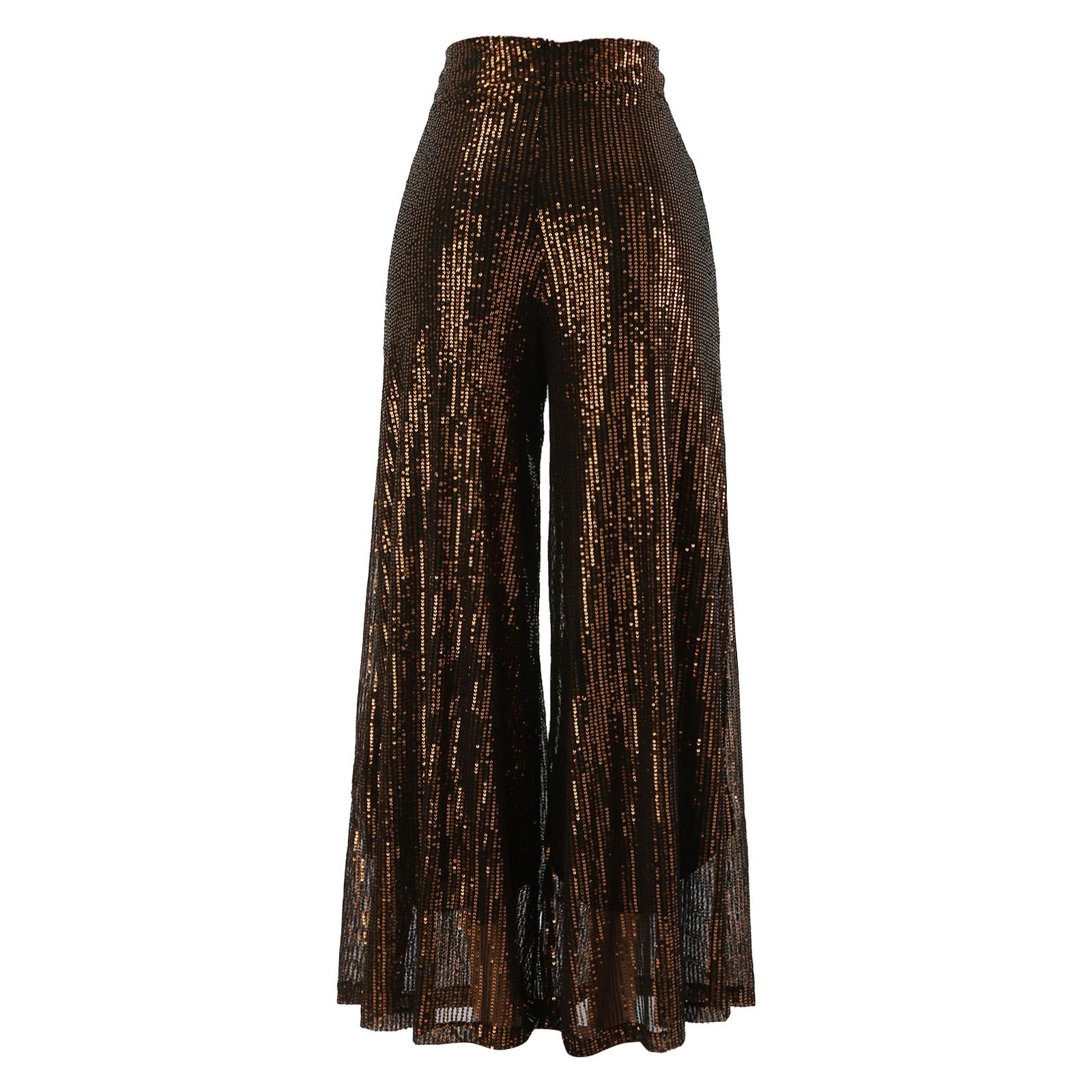Pantaloni da donna neri con paillette, pantaloni larghi con paillettes, anni '70, 80, costume da festa a tema, discoteca, abbigliamento da discoteca, pantaloni a vita alta, pantaloni eleganti