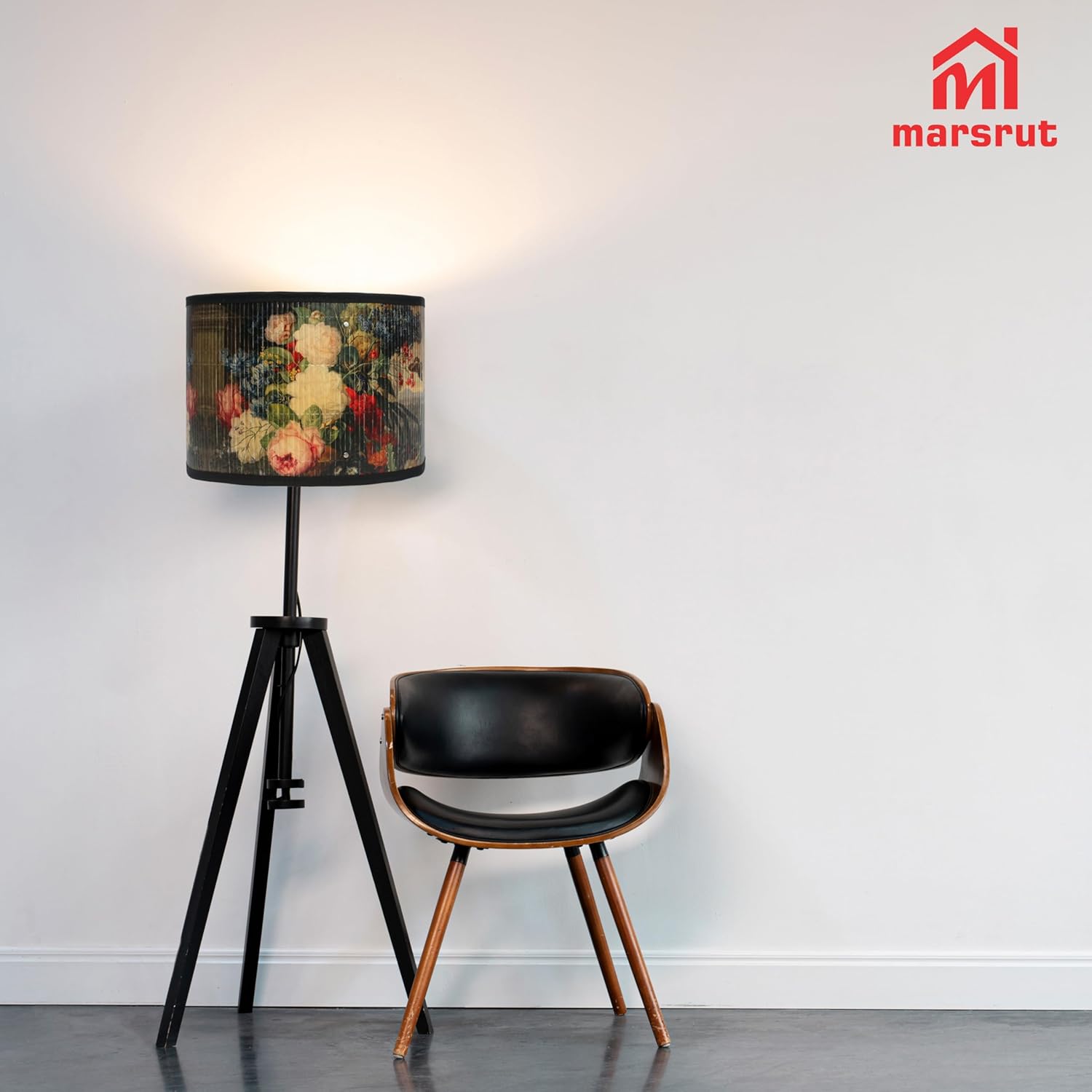 Retro Lamp Shade, E27 11.8"x7.9" Vintage Printed Art Deco Chandelier Cover Lampholder, Unique Drum Spider Japanese Tropical Funky Decorative Bamboo Lampshade for Hanging Table Floor Light (Flower)