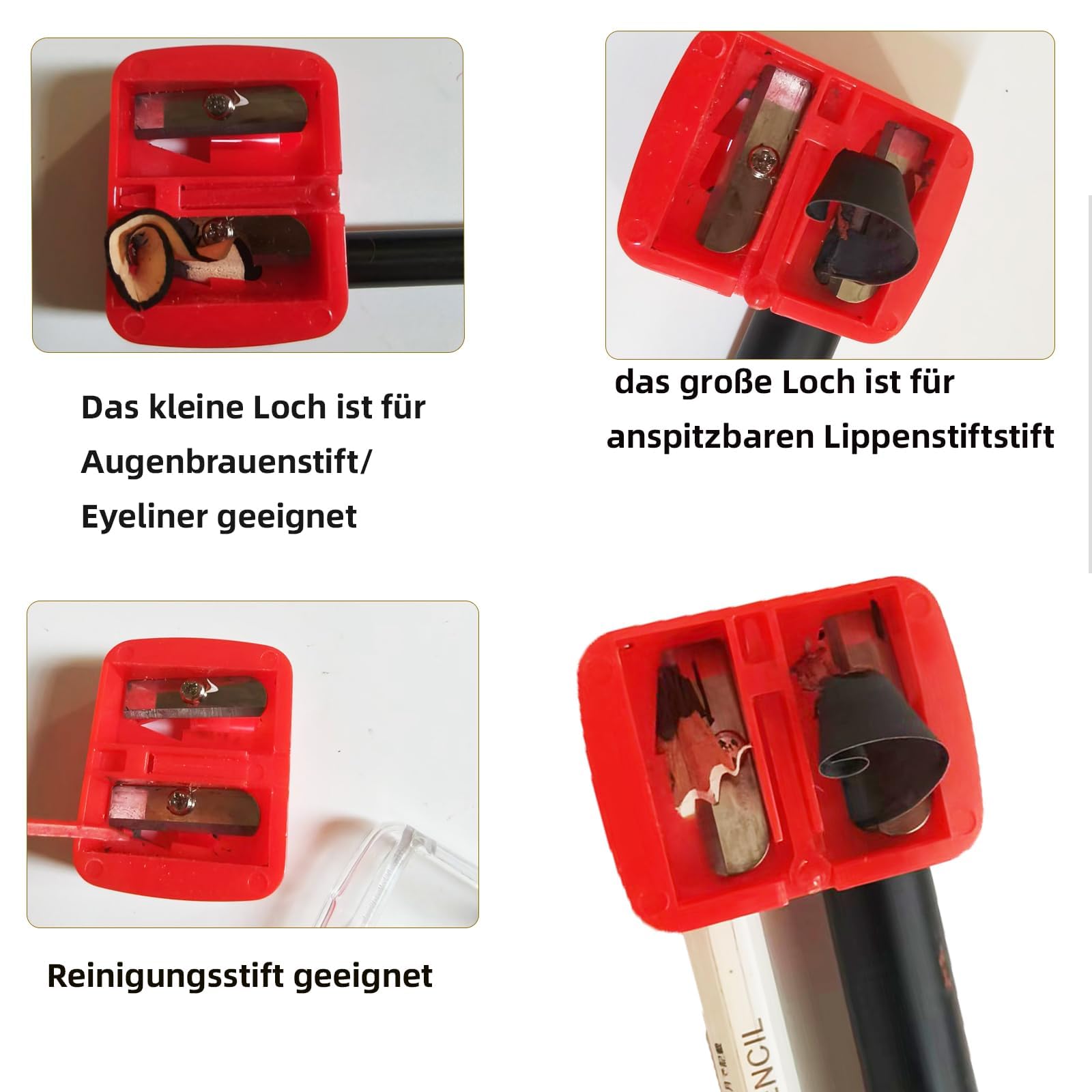 Temperówka do kredek do brwi, konturówek do ust i eyelinerów – konstrukcja z dwoma otworami, ostre ostrza, łatwa do czyszczenia, kompaktowa i przenośna, idealna do podróży i torebki (2 sztuki)